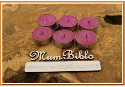 Tealight Mum Fuşya Renk Simli