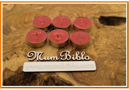 Tealight Mum Kırmızı Renk Simli