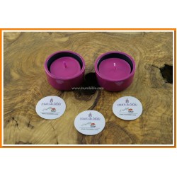 Yuvarlak Tealight Mumluk ve Mum Fuşya Renk 2 adet