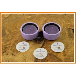 Yuvarlak Tealight Mumluk ve Mum Lila Renk 2 adet