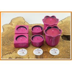 Tealight Mumluk ve Mum Set Fuşya Renk M3