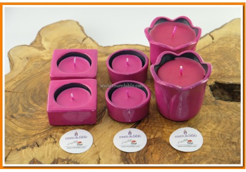 Tealight Mumluk ve Mum Set Fuşya Renk M3