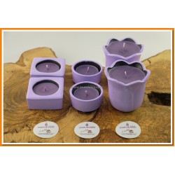 Tealight Mumluk ve Mum Set Lila Renk M3