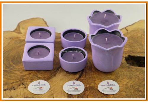 Tealight Mumluk ve Mum Set Lila Renk M3